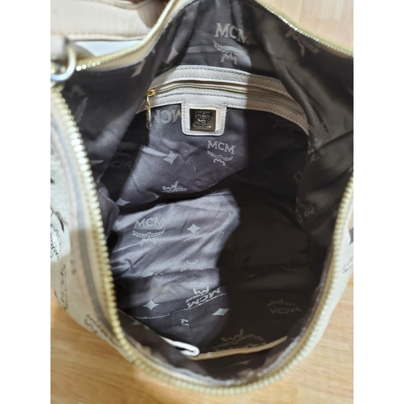 MCM Monogram Visetos Zip Hobo Beige Coated Canvas Shoulder/Crossbody Bag - Picture 13 of 13